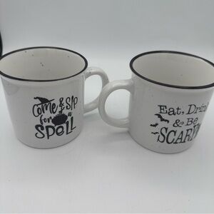 2 SCM Home Halloween Coffee mugs Come Sip For A Spell & Eat Drink & Be Scary